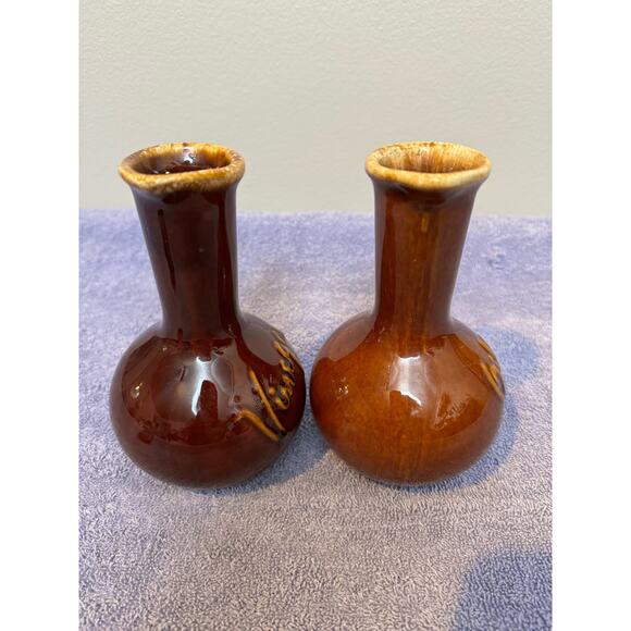 Hull Brown Drip Pottery VINTAGE Oil And Vinegar - Picture 5 of 10